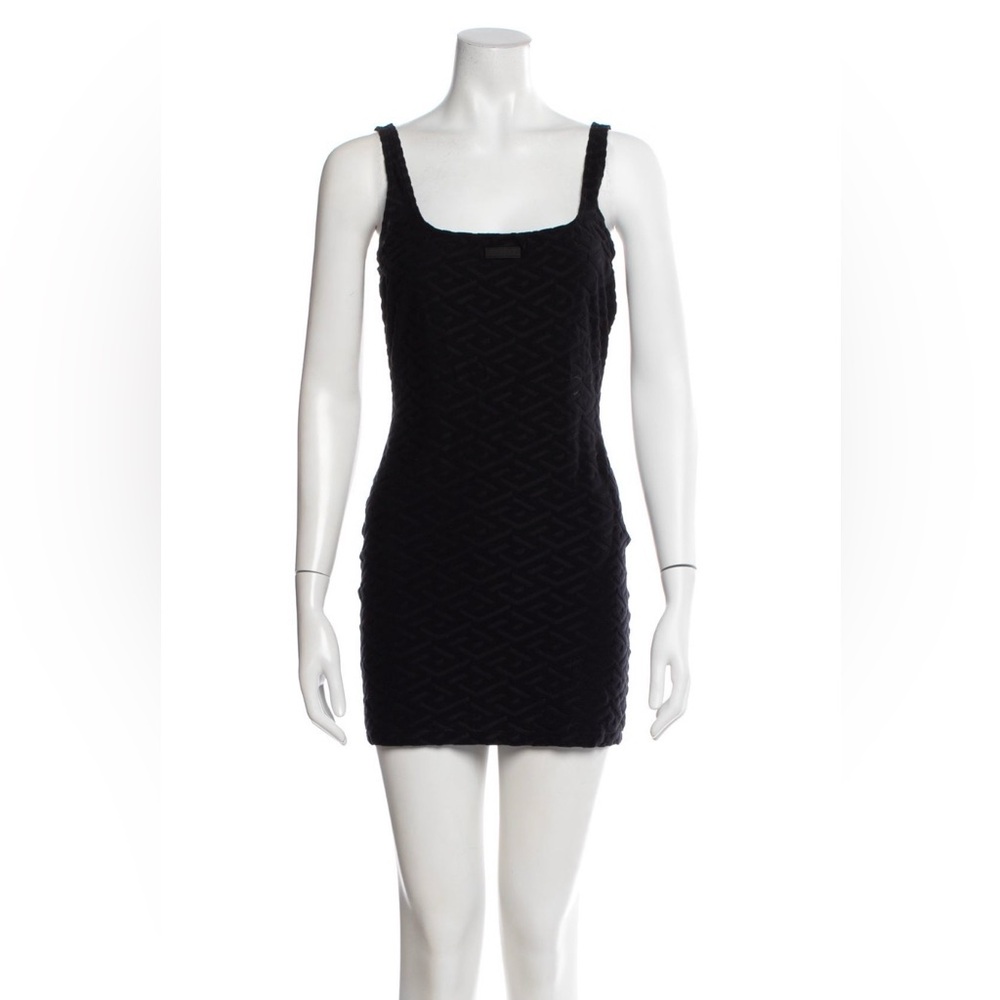 Versace Black Textured Mini Dress